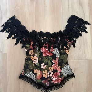 Florencia Fiume VNTG 90's Floral and lace Corset Top